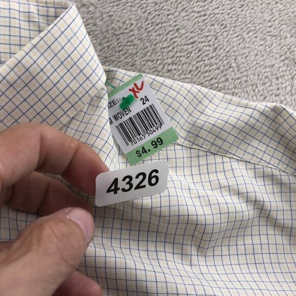 Gitman Gold Mens Dress Shirt Size 3XL 19 Neck Long Sleeve Button Down Checkered - Picture 12 of 12